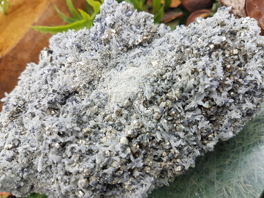 RARE Spikey Quartz with Pyrite Gold Cubes - Chalcopyrite - Calcite