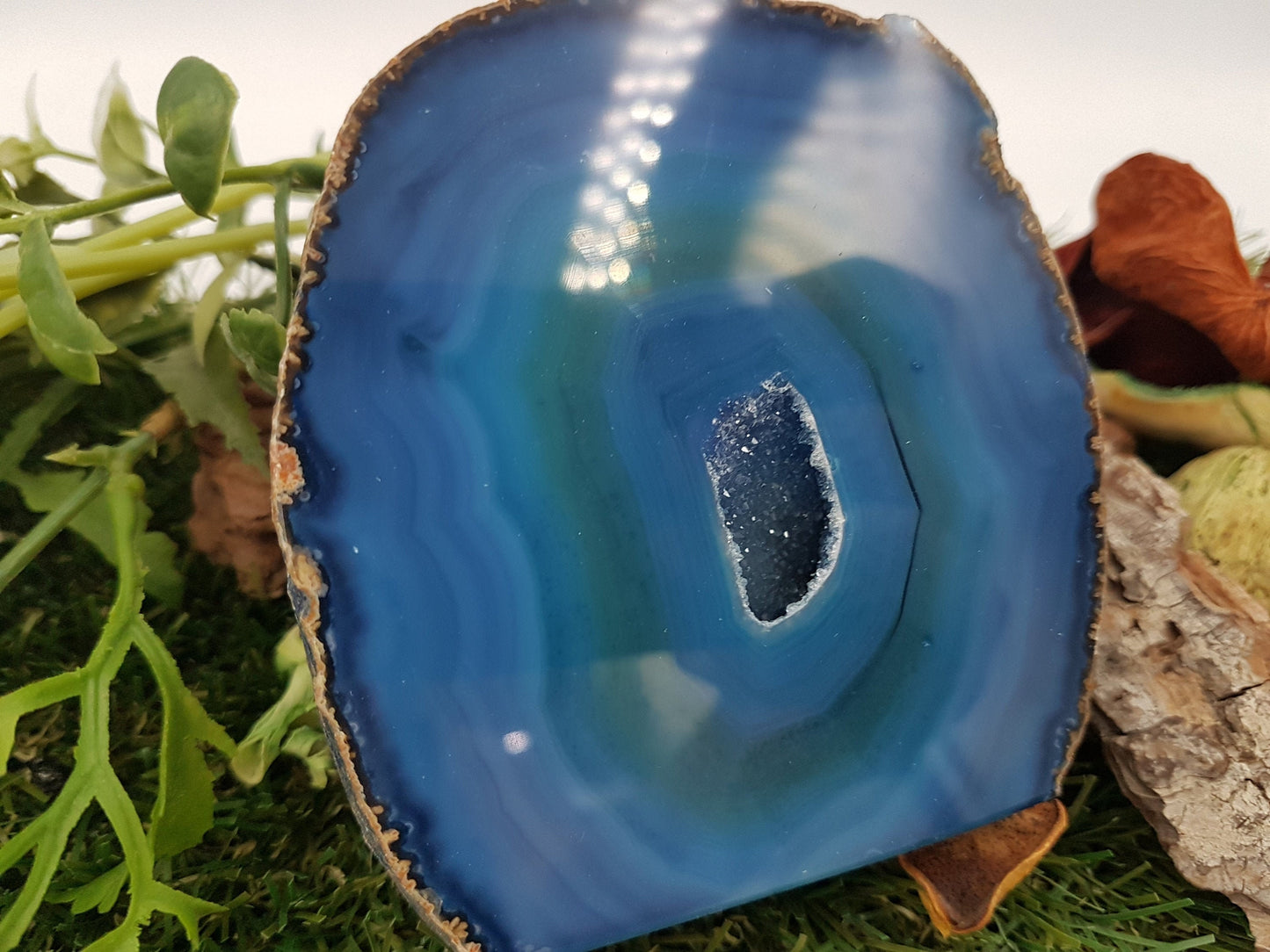 Blue Geody Agate with Crystal Quartz Cave perfect for Healing and Protection