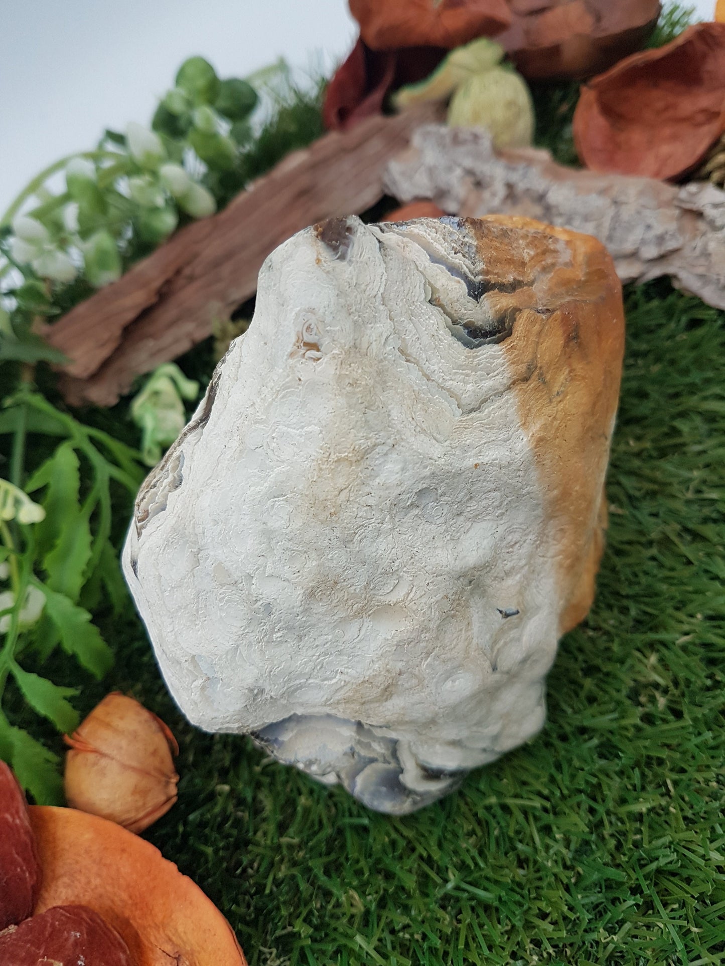 Orange / Brown Agate with Quartz Center Point - Rough Mineral - Office Protection - Geody Piece