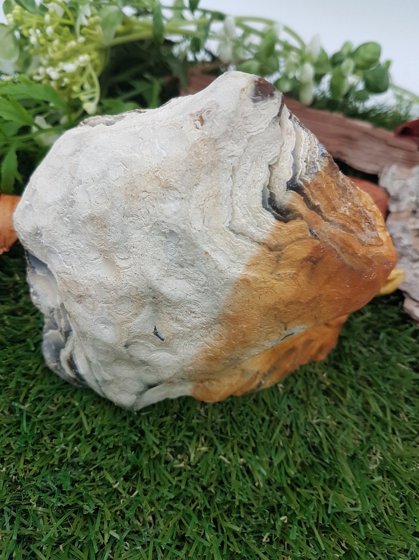 Orange / Brown Agate with Quartz Center Point - Rough Mineral - Office Protection - Geody Piece