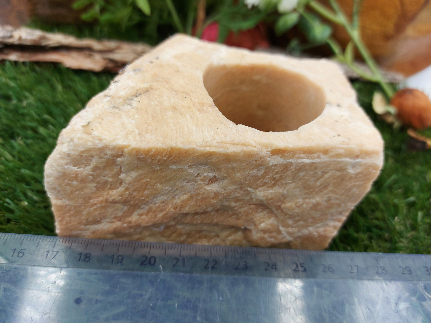 Natural Brown Jasper Candle Holder - Healing Crystal Zodiac Mineral Stone