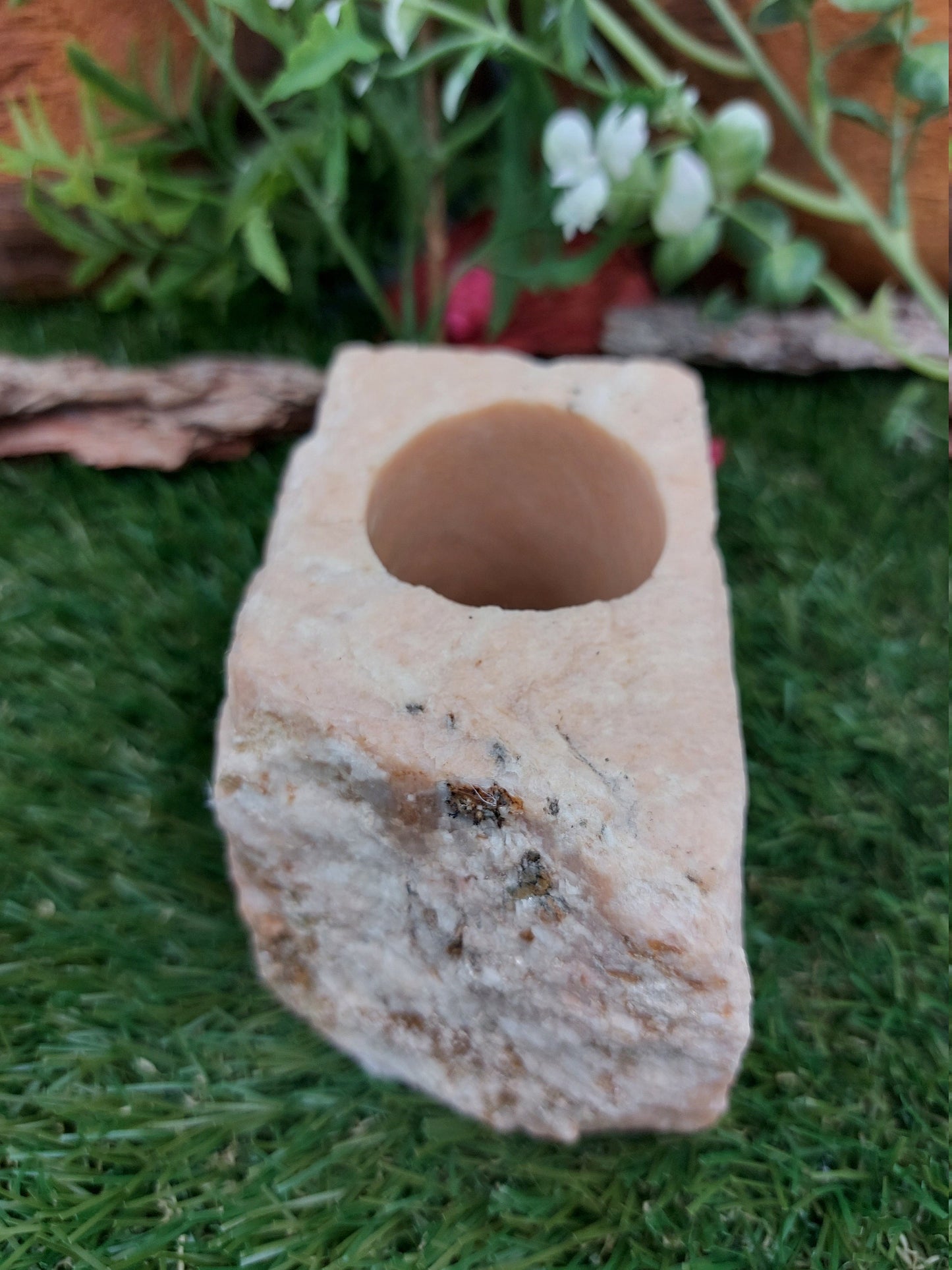 Natural Brown Jasper Candle Holder - Healing Crystal Zodiac Mineral Stone