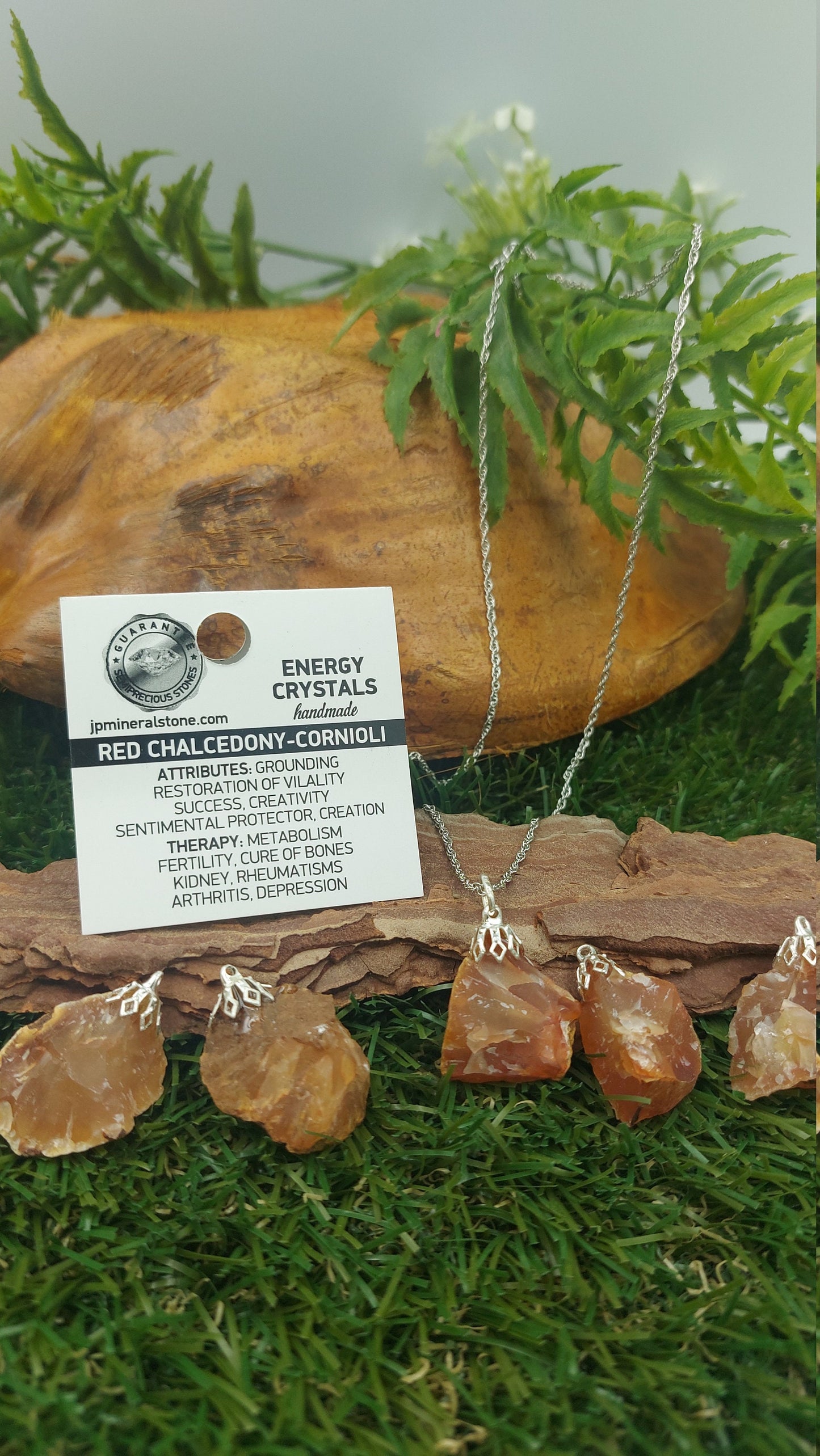 Carnelian Rough Crystal Sterling Steel Necklace Healing Crystal Accessories Zodiac Mineral Stone