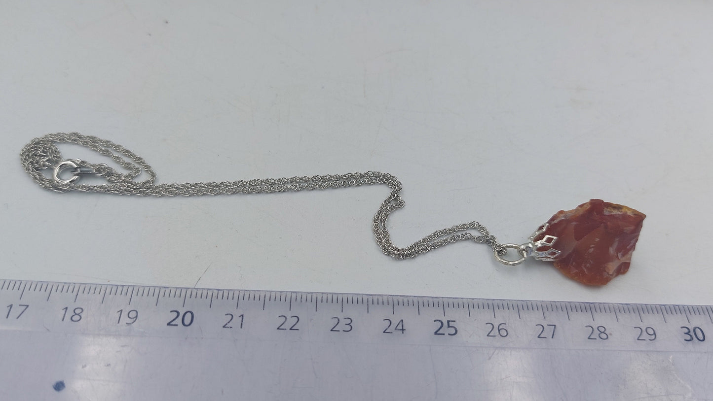 Carnelian Rough Crystal Sterling Steel Necklace Healing Crystal Accessories Zodiac Mineral Stone