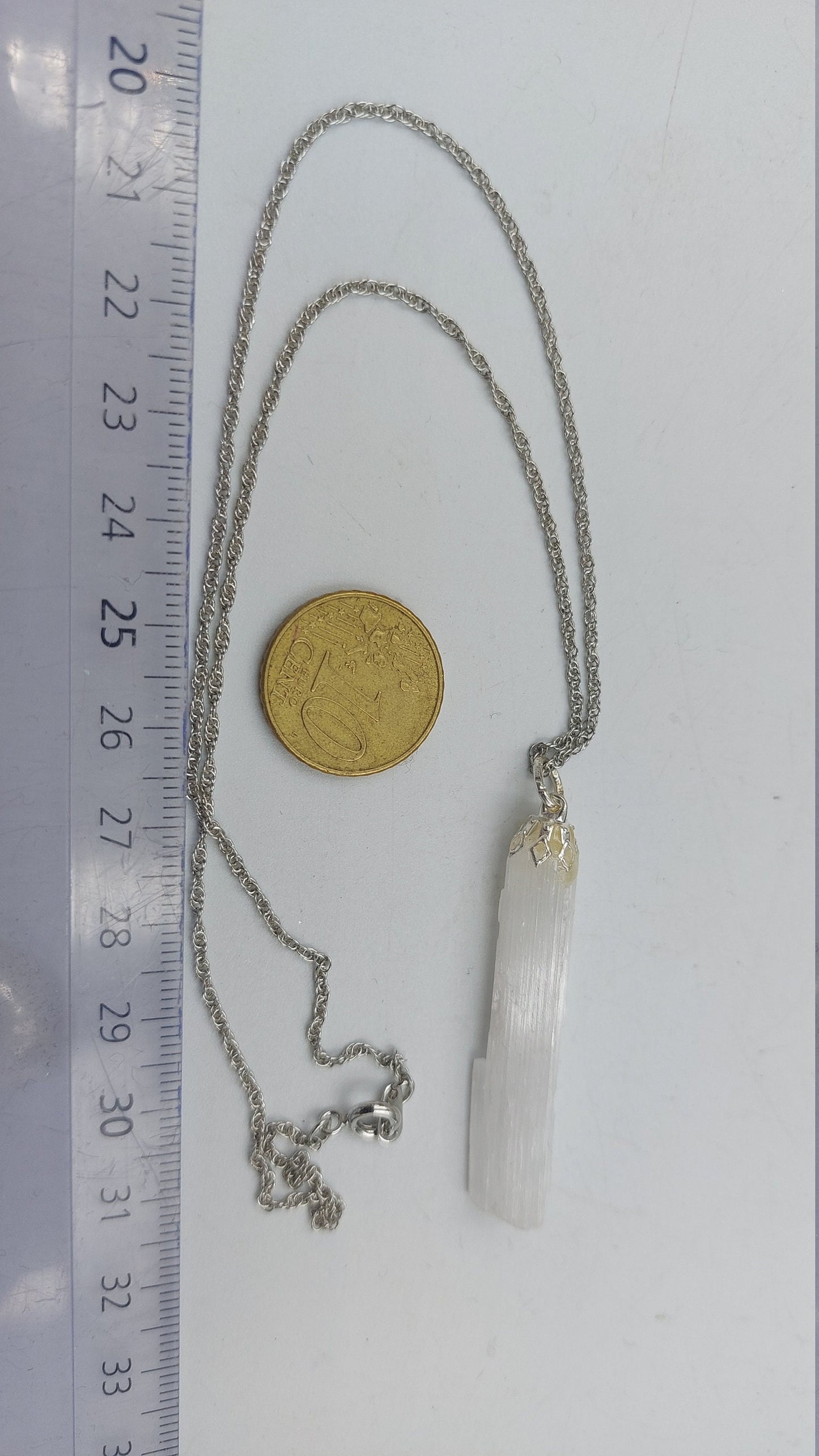 Natural Rough Selenite Sterling Steel Necklace Healing Crystal Accessories Zodiac Mineral Stone