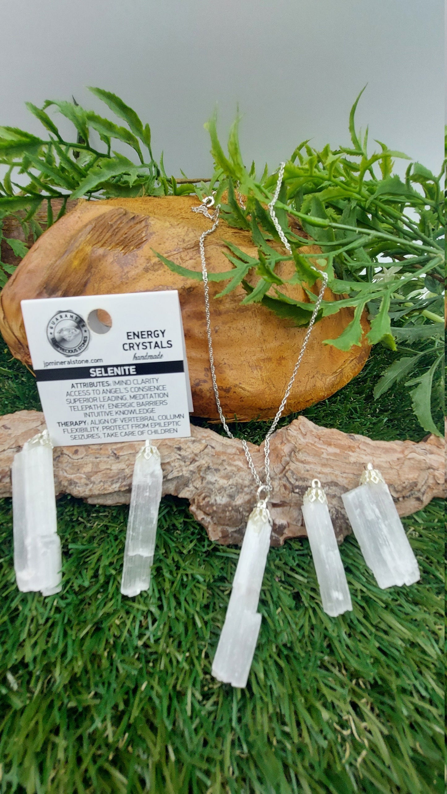 Natural Rough Selenite Sterling Steel Necklace Healing Crystal Accessories Zodiac Mineral Stone