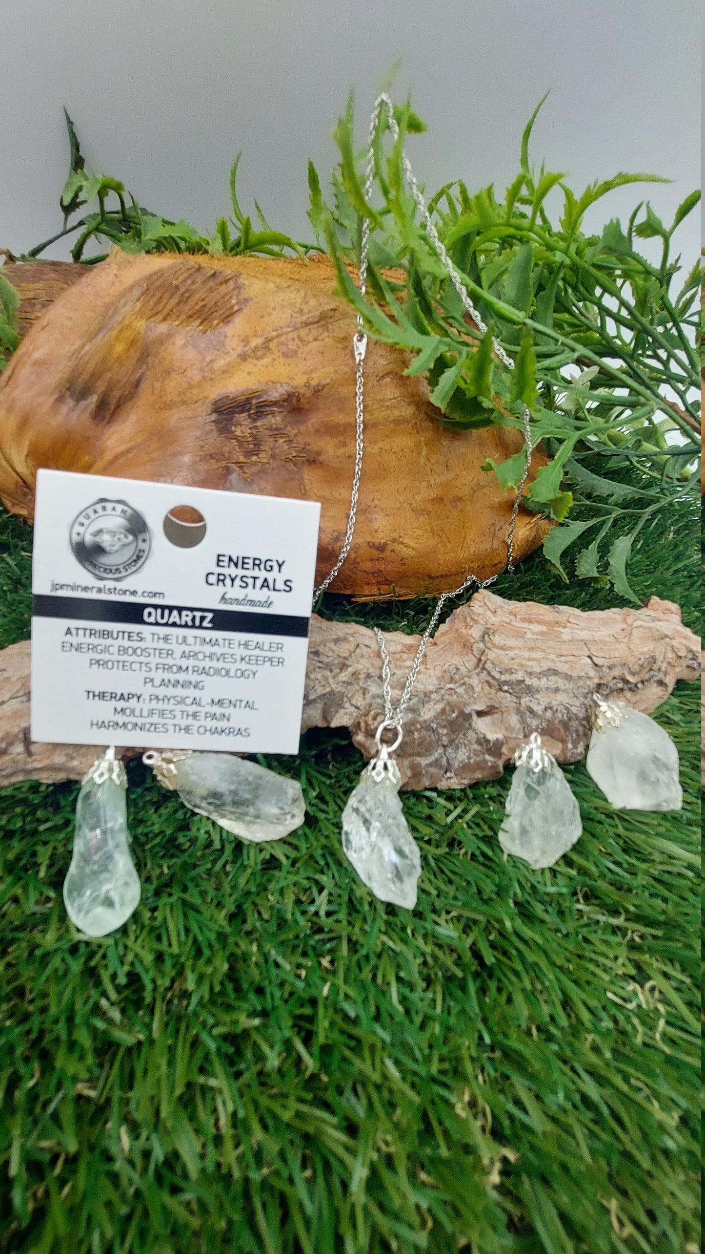 Natural Rough Quartz Sterling Steel Necklace Healing Crystal Accessories Zodiac Mineral Stone