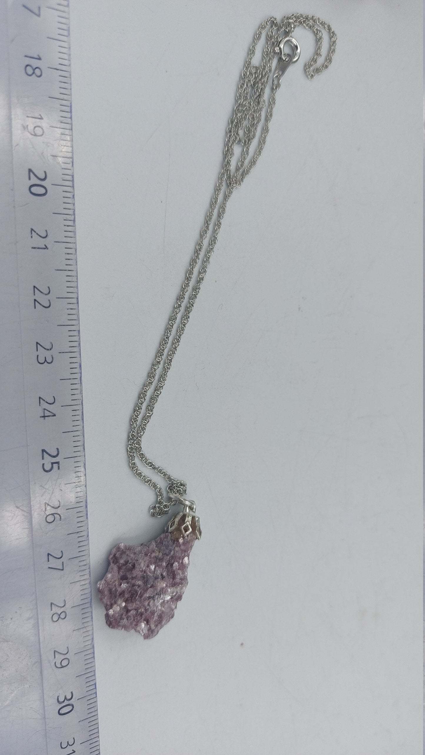 Natural Rough Lepidolite Pink Turmaline Sterling Steel Necklace Healing Crystal Accessories Zodiac Mineral Stone