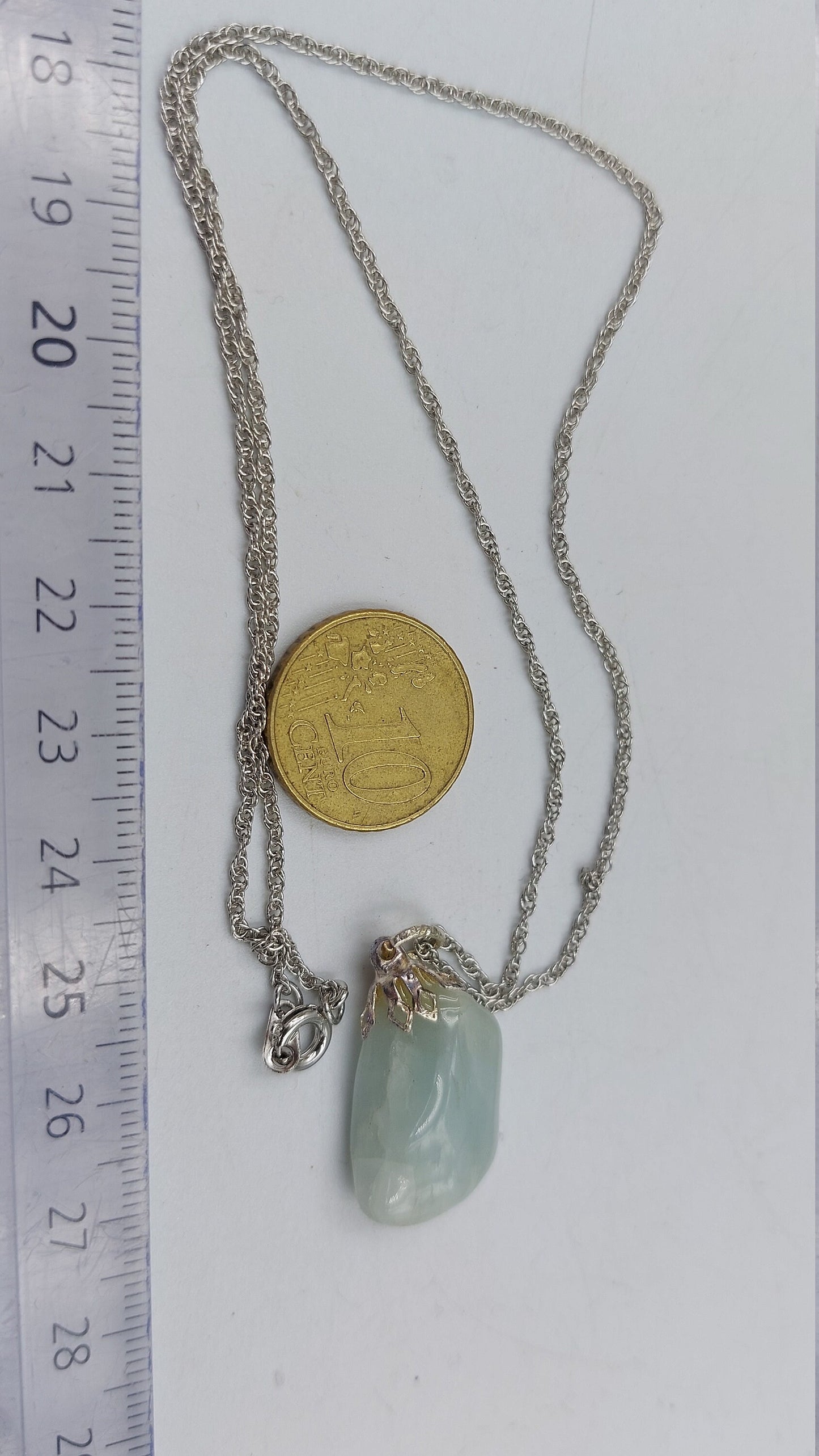 Aqua Marine Polished Mineral Stone Brazilian Crystal Healing Silver Necklace Protection Gift Accessories