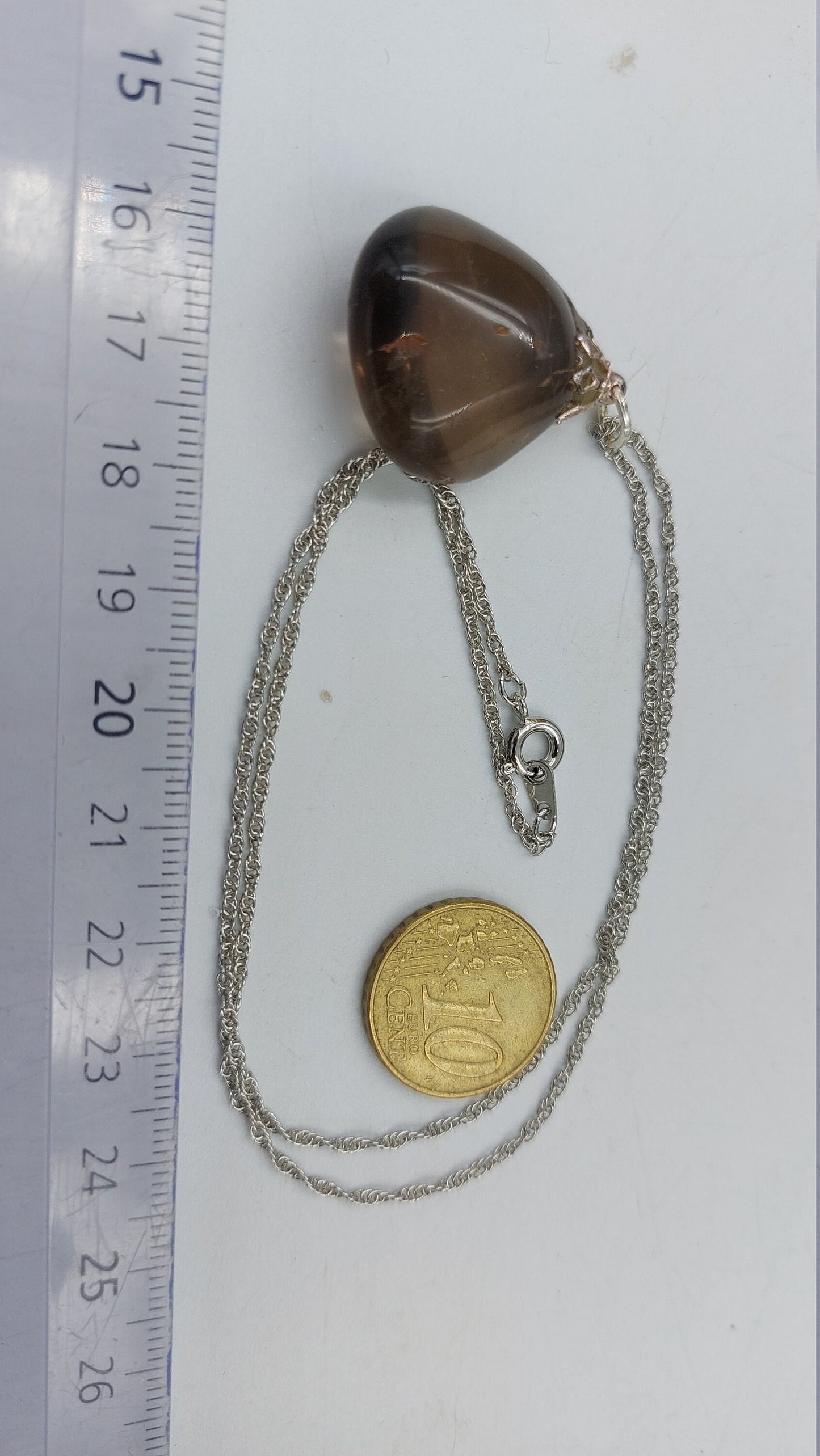 Natural Smoked Quartz Sterling Steel Necklace Healing Crystal Accessories Zodiac Mineral Stone Active