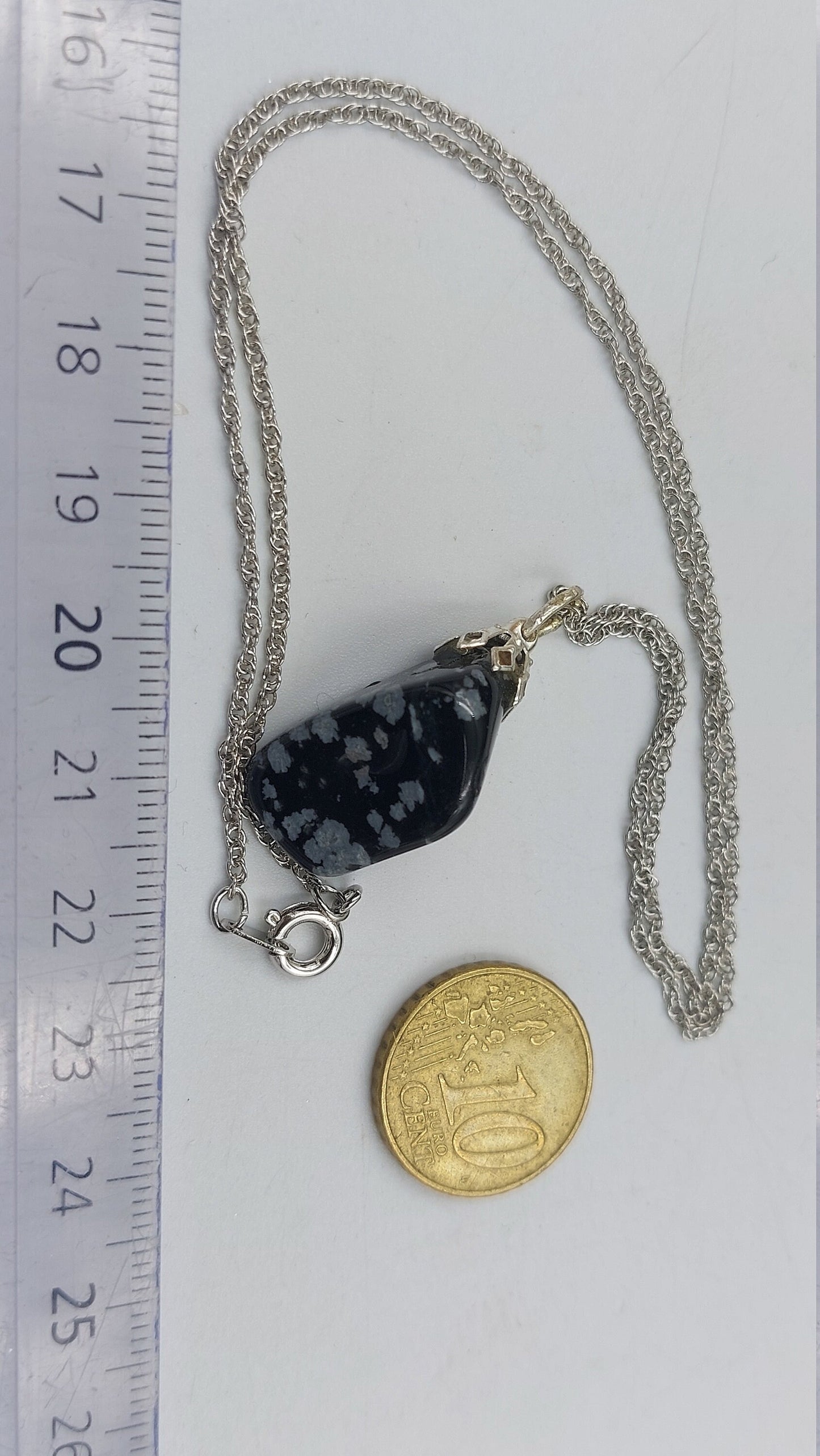 Natural Snowflake Obsidian Sterling Steel Necklace Healing Crystal Accessories Zodiac Mineral Stone