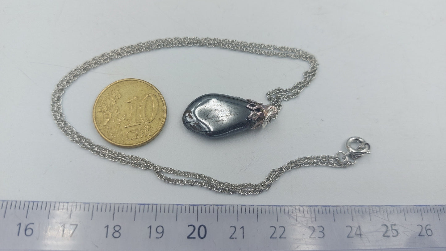 Natural Hematite Sterling Steel Necklace Healing Polished Crystal Accessories Zodiac Mineral Stone