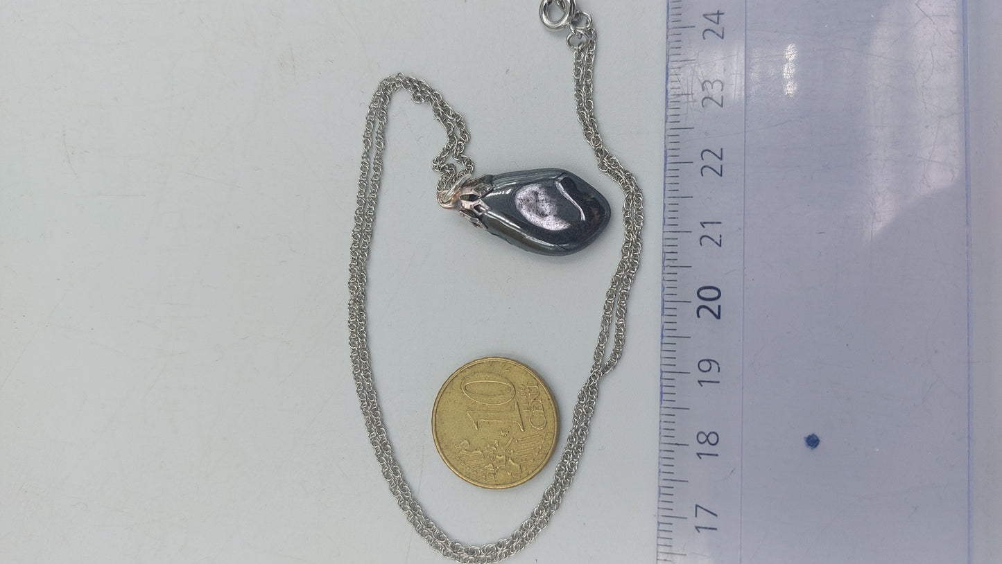 Natural Hematite Sterling Steel Necklace Healing Polished Crystal Accessories Zodiac Mineral Stone