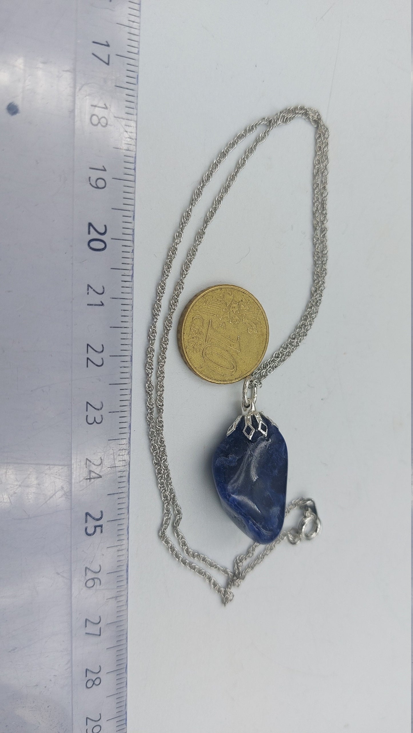 Natural Sodalite Sterling Steel Necklace Healing Crystal Accessories Zodiac Mineral Stone