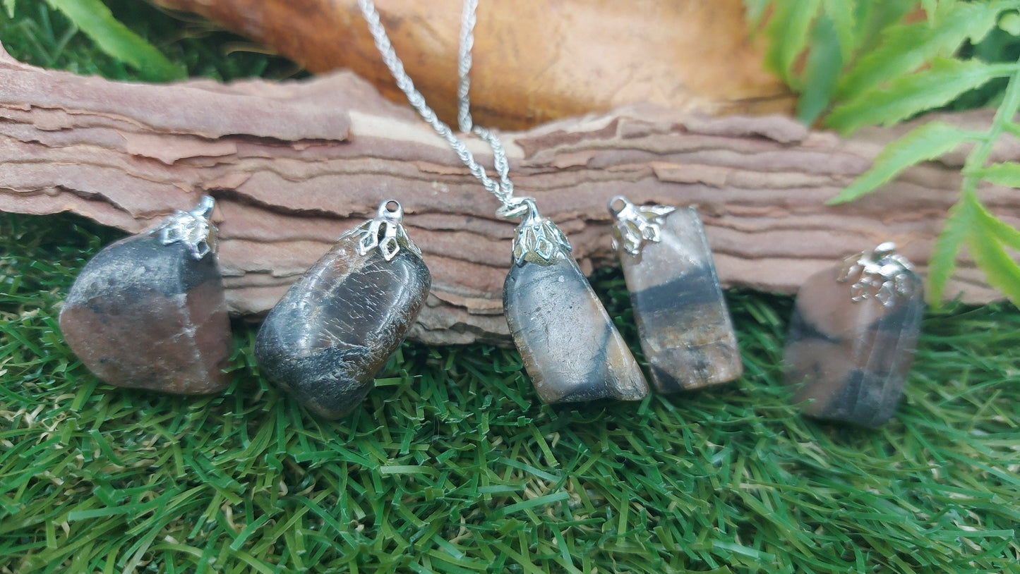 Natural Chiastolite Polished Crystal Necklace