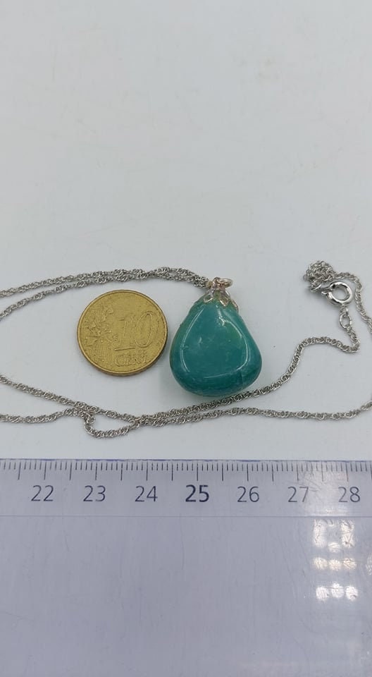 Natural Agate Green Polished Sterling Steel Necklace Healing Crystal Accessories Zodiac Mineral Stone