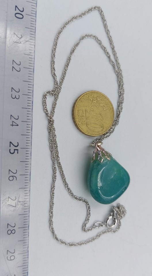 Natural Agate Green Polished Sterling Steel Necklace Healing Crystal Accessories Zodiac Mineral Stone