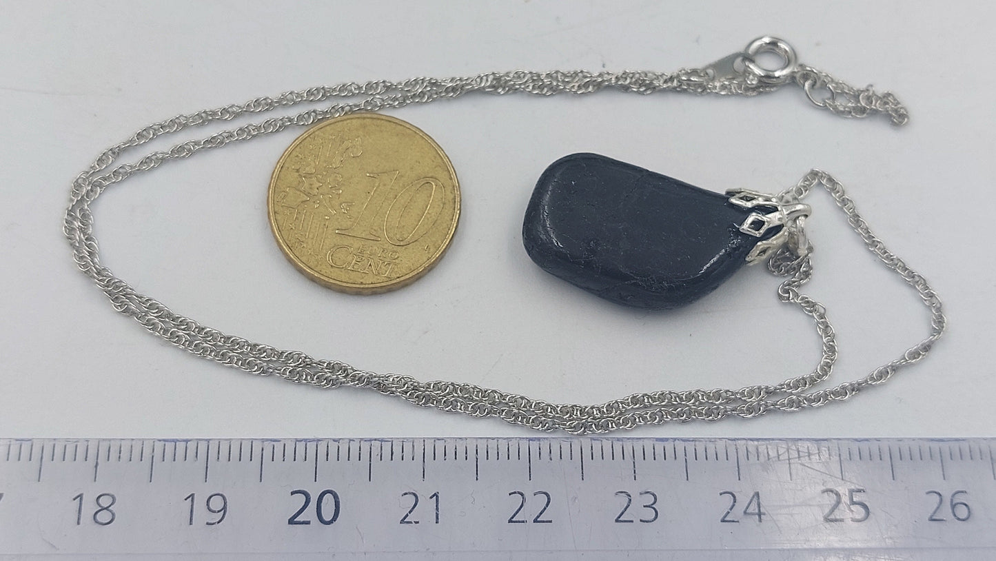 Natural Polished Black Onyx Sterling Steel Necklace Healing Crystal Accessories Zodiac Mineral Stone