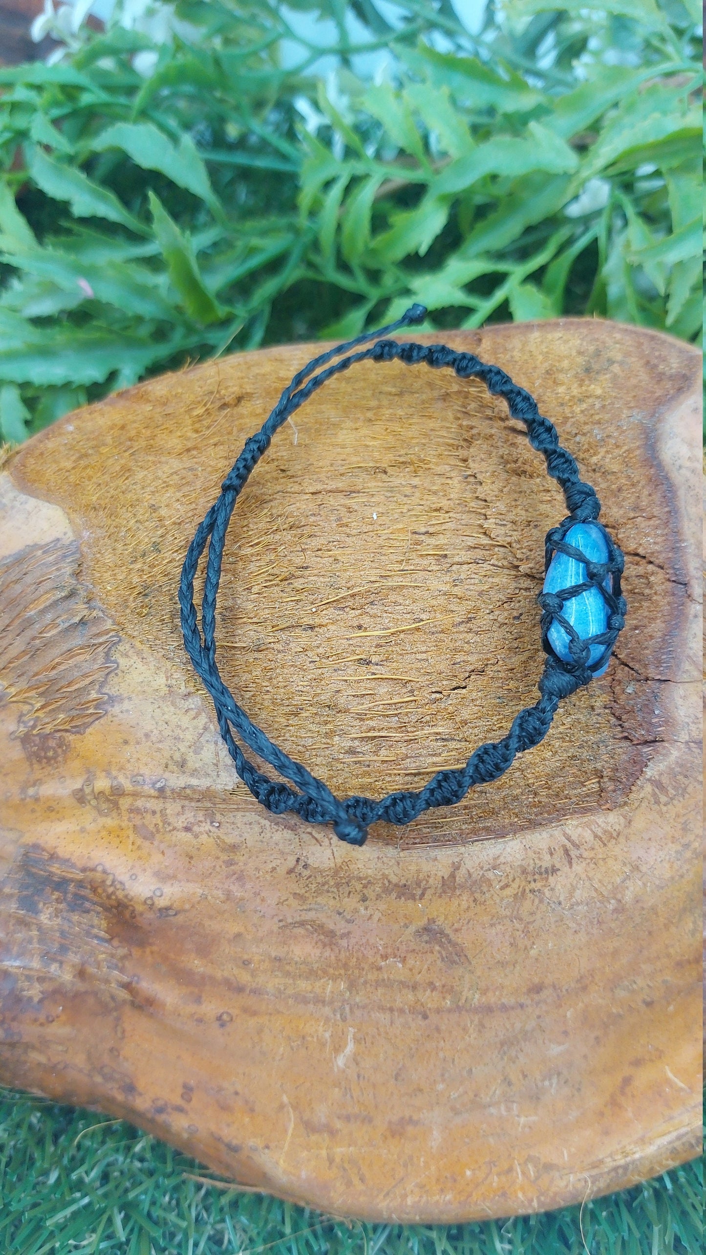 Natural Blue Agate Handmade Wrap It Macrame Bracelet Healing Crystal Accessories Zodiac Mineral Stone