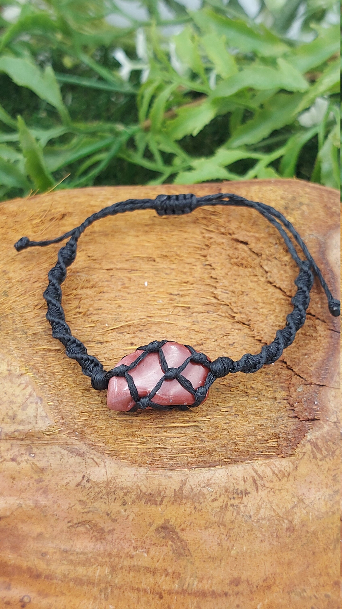 Natürlicher roter Jaspis, handgefertigt, Makramee-Armband, Heilkristall, Zubehör, Sternzeichen, Mineralstein