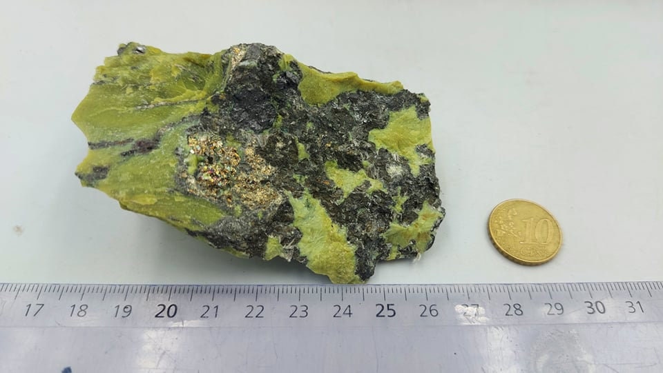 Unique Rough Serpentine with Galena and Pyrite for Meditation / Feng Shui / Yoga