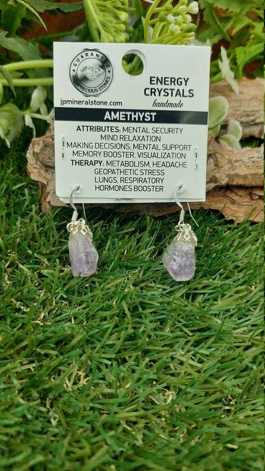 Amethyst Rough Earrings Crystal