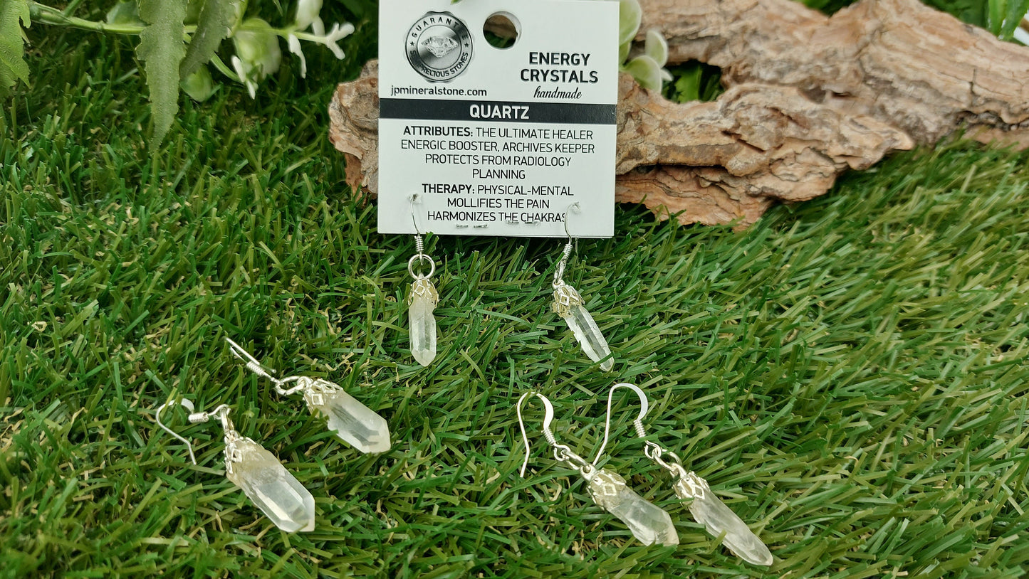 Clear Quartz Point Crystal Earrings