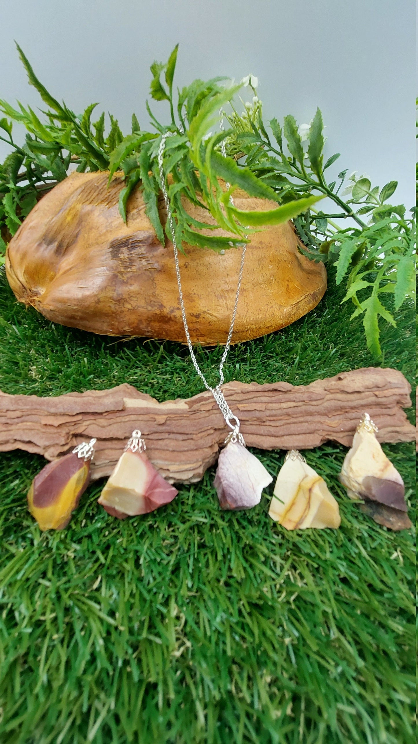 Natural Red Mocaite Jasper Sterling Steel Necklace Healing Crystal Accessories Zodiac Mineral Stone