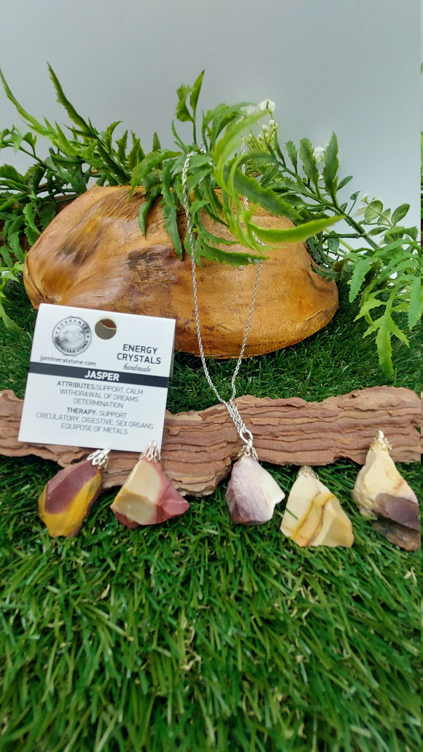 Natural Red Mocaite Jasper Sterling Steel Necklace Healing Crystal Accessories Zodiac Mineral Stone