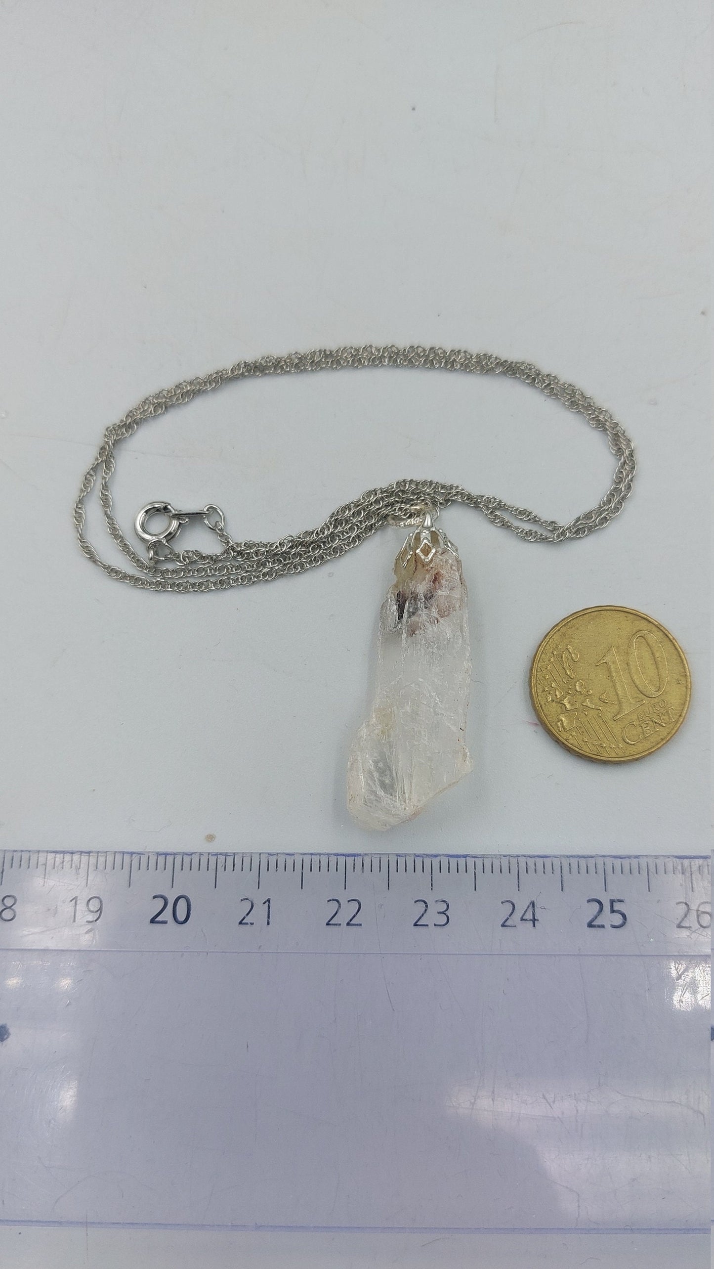 Natural Rough Greek Selenite Sterling Steel Necklace Healing Crystal Accessories Zodiac Mineral Stone