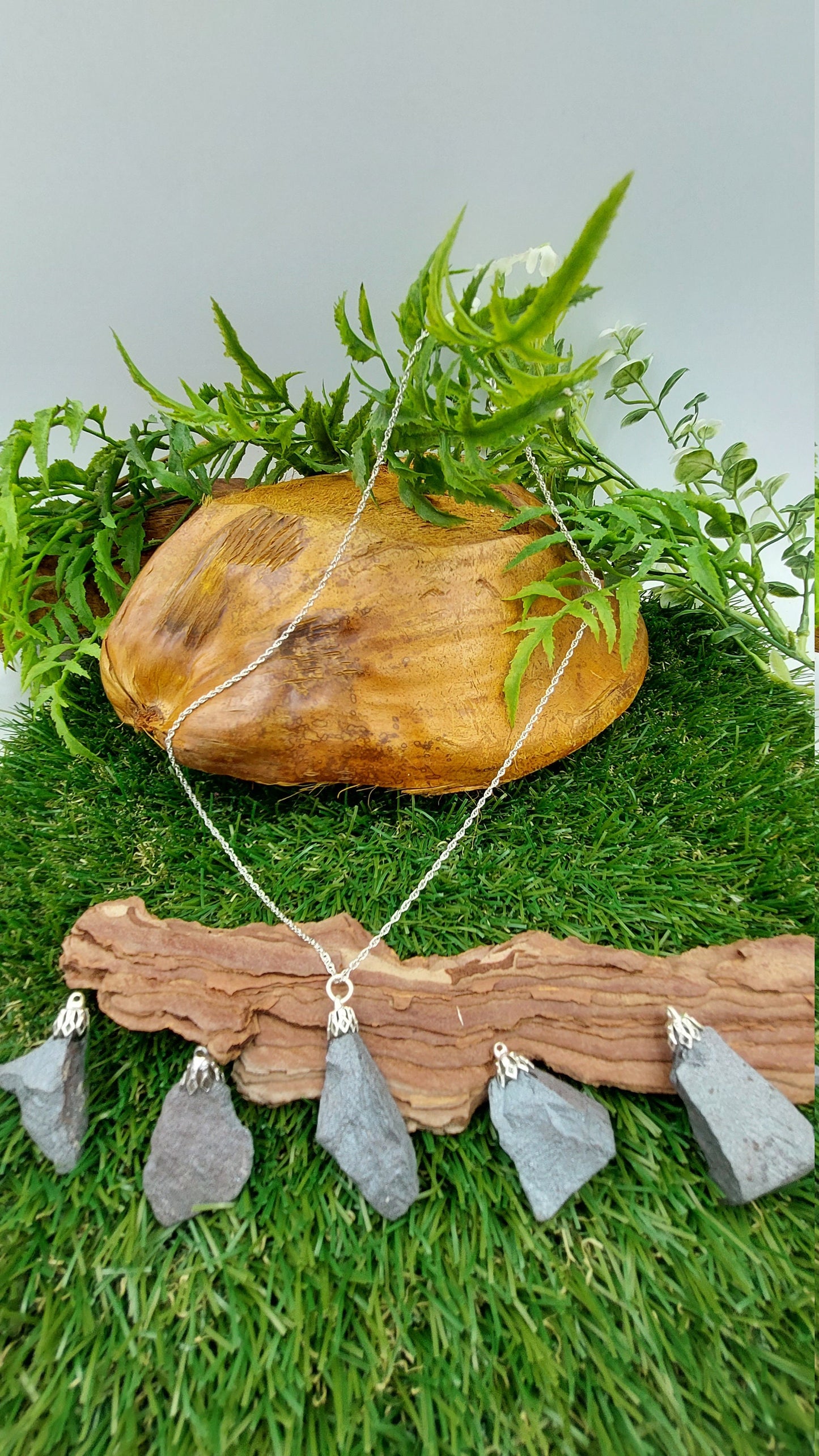 Natural Hematite Rough Sterling Steel Necklace Healing Crystal Accessories Zodiac Mineral Stone