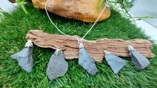 Natural Hematite Rough Sterling Steel Necklace Healing Crystal Accessories Zodiac Mineral Stone