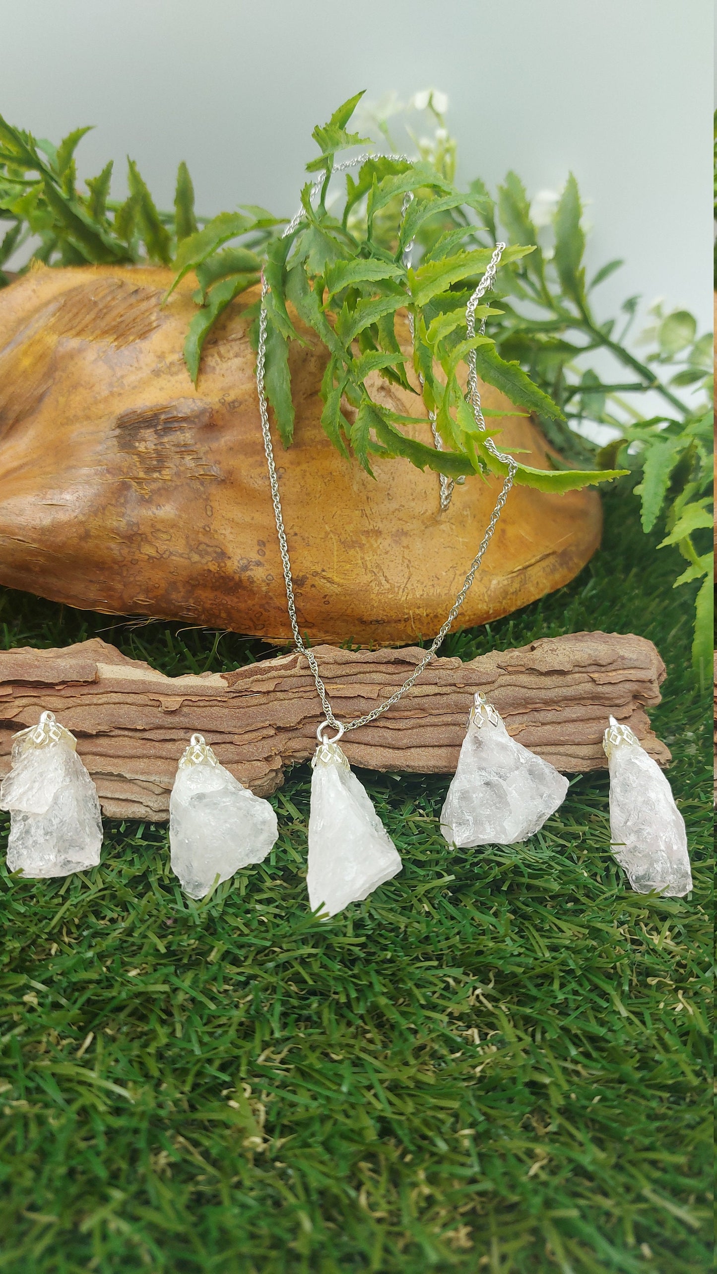 Natural Pink Quartz Sterling Steel Necklace Healing Crystal Accessories Zodiac Mineral Stone