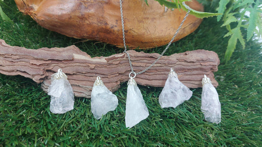 Natural Pink Quartz Sterling Steel Necklace Healing Crystal Accessories Zodiac Mineral Stone