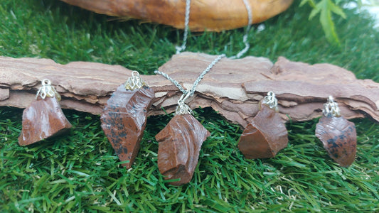 Rough Brown Obsidian Silver Plated Necklace Healing Crystal Accessories Zodiac Mineral Stone