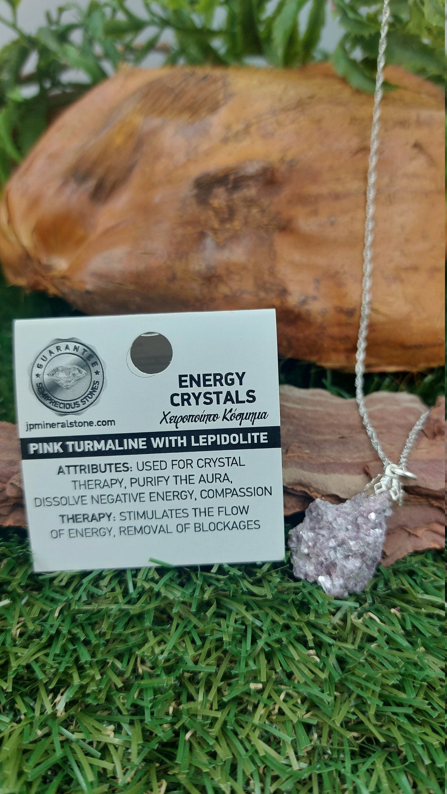 Natural Rough Lepidolite Pink Turmaline Sterling Steel Necklace Healing Crystal Accessories Zodiac Mineral Stone