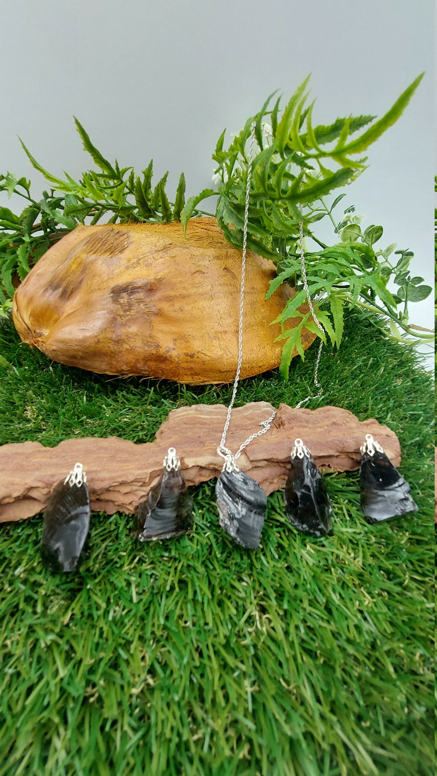 Natural Black / Smoky Obsidian Sterling Steel Necklace Healing Crystal Accessories Zodiac Mineral Stone