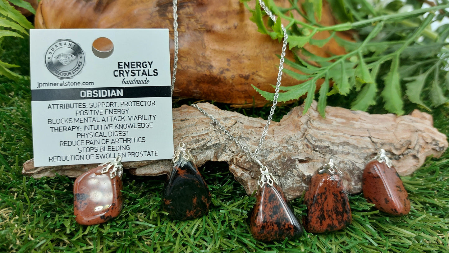 Mahogany Obsidian Crystal Necklace
