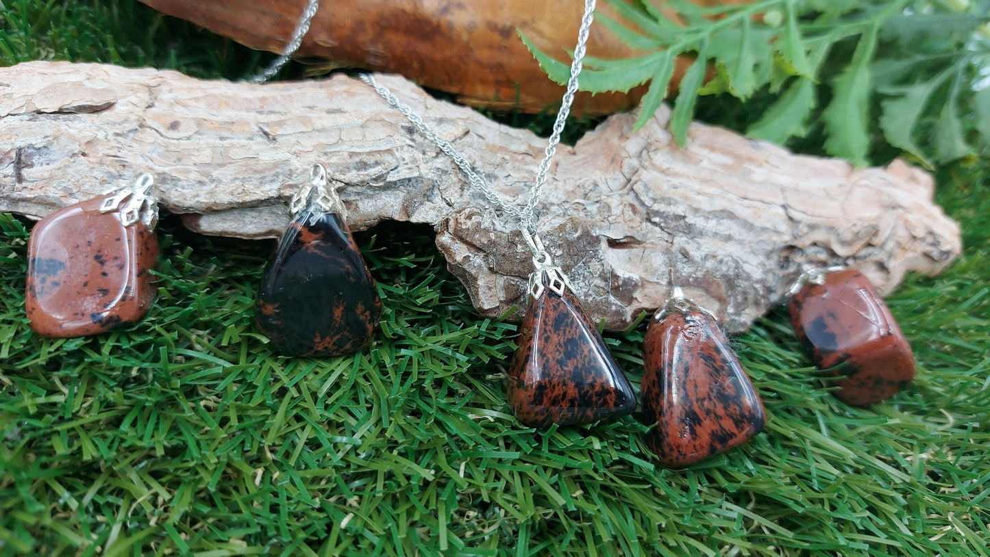 Mahogany Obsidian Crystal Necklace