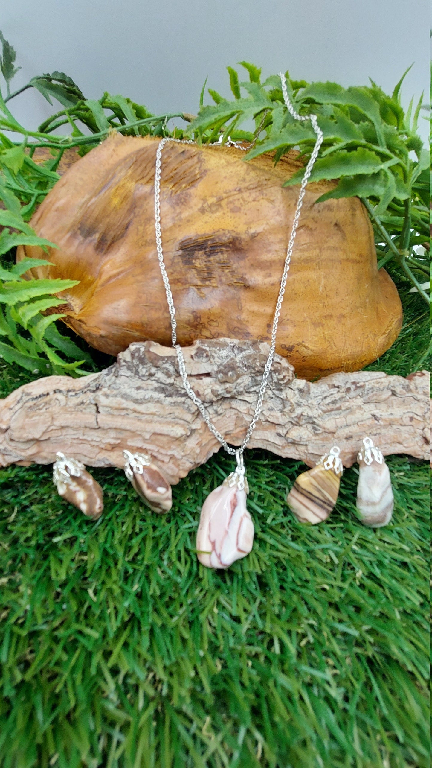 Natural Jasper Zebra Sterling Steel Necklace Polished Healing Crystal Accessories Zodiac Mineral Stone