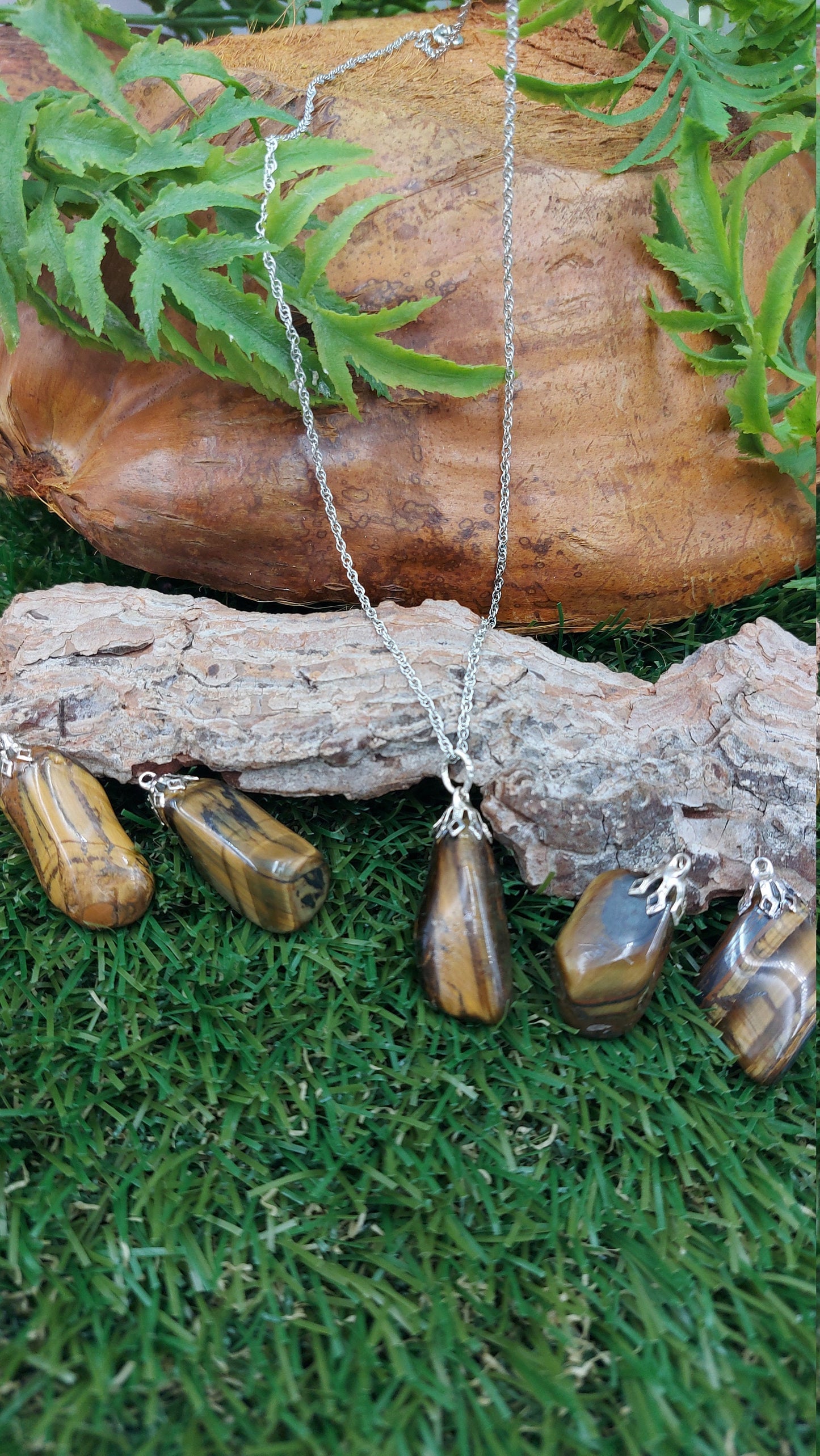Natural Tiger's Eye Sterling Steel Necklace Healing Crystal Accessories Zodiac Mineral Stone