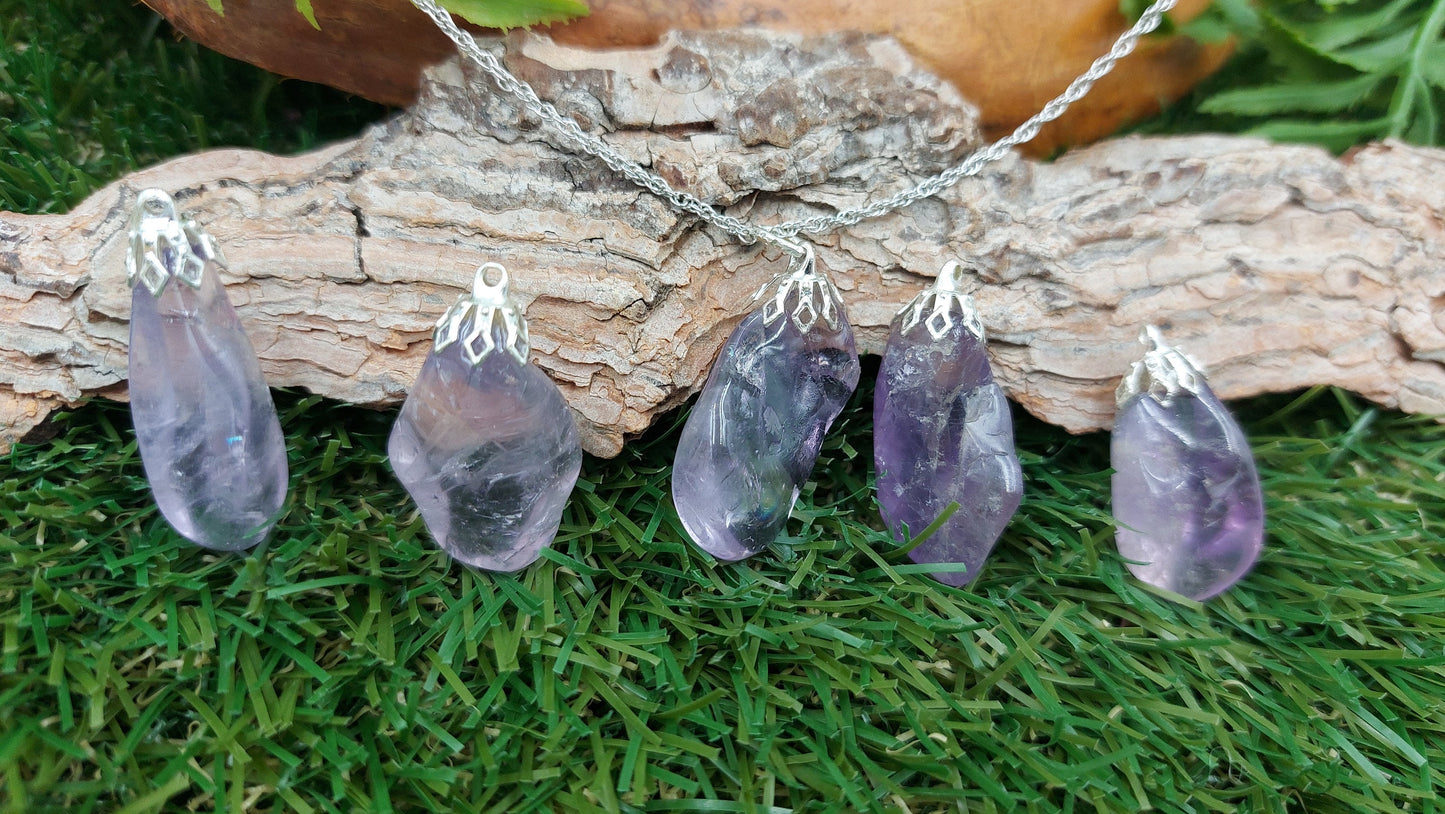Amethyst Crystal - Necklace gift idea- gem crystal -healing protection