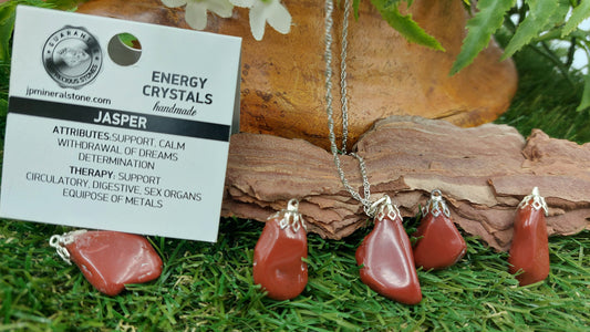 Natural Red Jasper Sterling Steel Necklace Healing Crystal Accessories Zodiac Mineral Stone