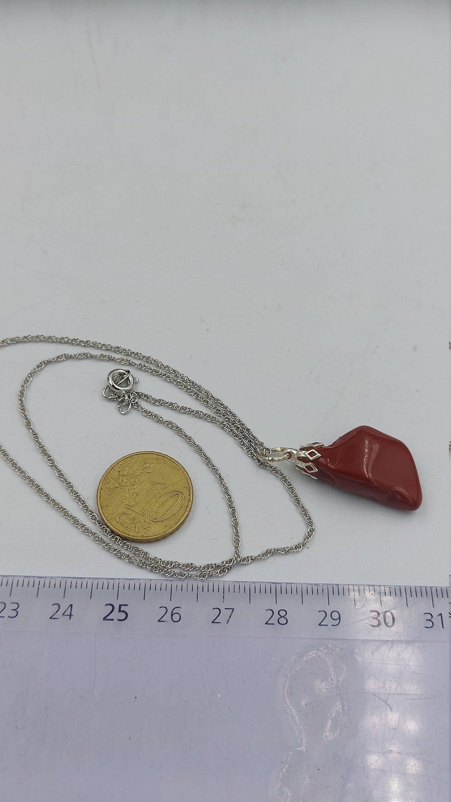 Natural Red Jasper Sterling Steel Necklace Healing Crystal Accessories Zodiac Mineral Stone