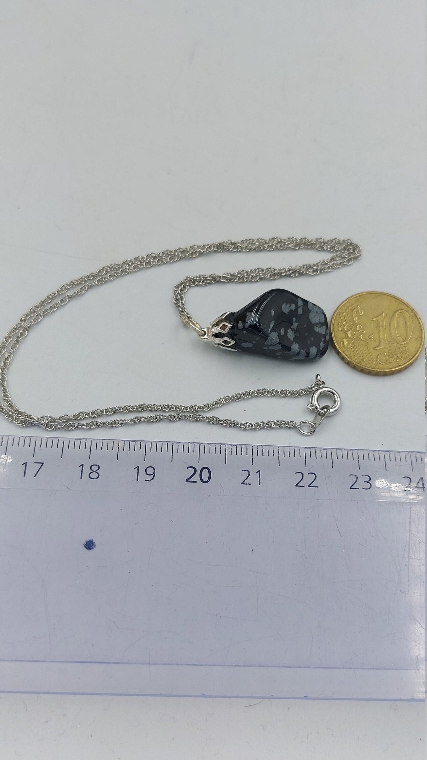 Natural Snowflake Obsidian Sterling Steel Necklace Healing Crystal Accessories Zodiac Mineral Stone