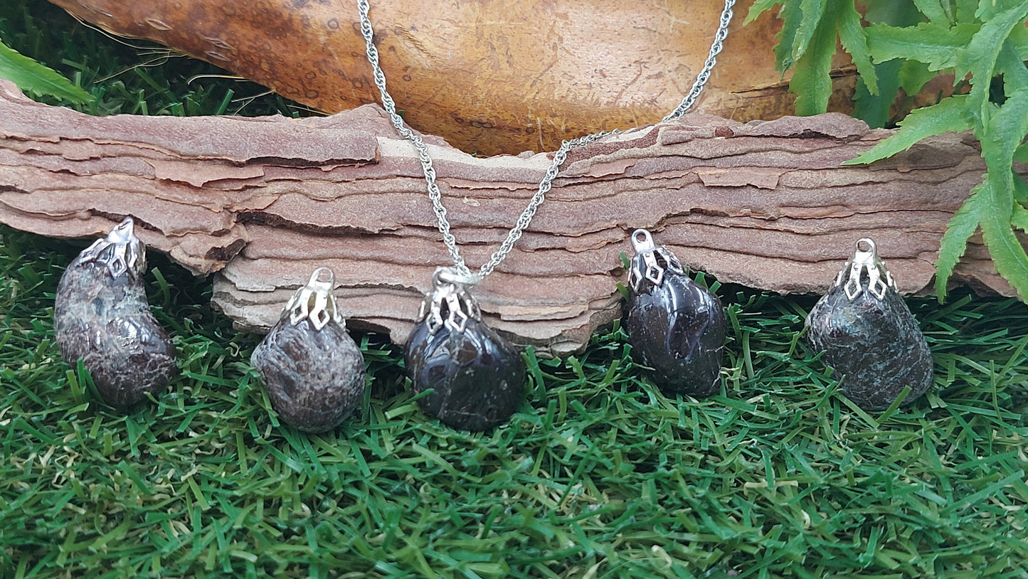 Natural Red Garnet Sterling Steel Necklace Healing Crystal Accessories Zodiac Mineral Stone