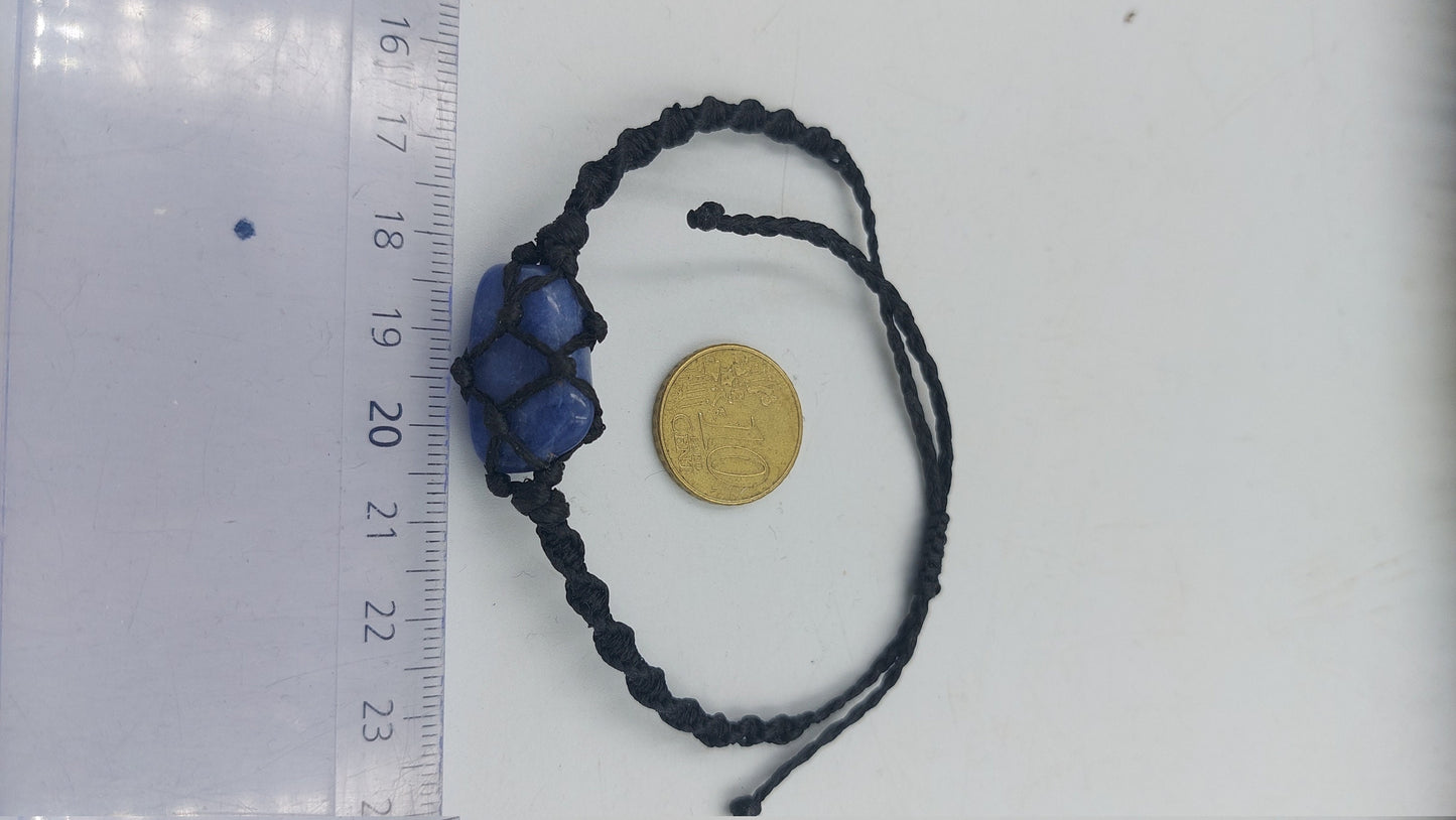 Natural Blue Agate Handmade Wrap It Macrame Bracelet Healing Crystal Accessories Zodiac Mineral Stone