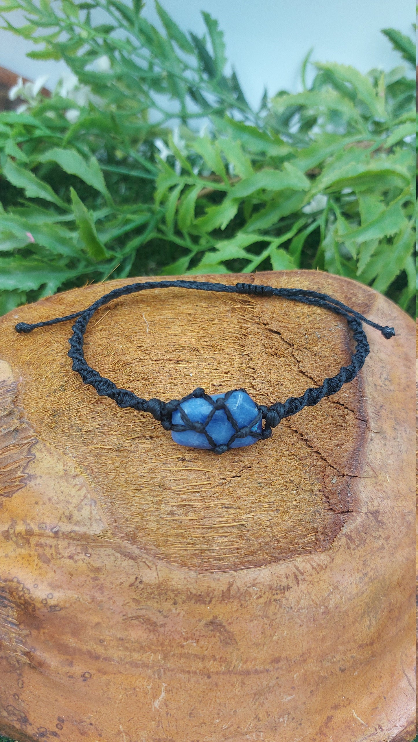 Natural Blue Agate Handmade Wrap It Macrame Bracelet Healing Crystal Accessories Zodiac Mineral Stone