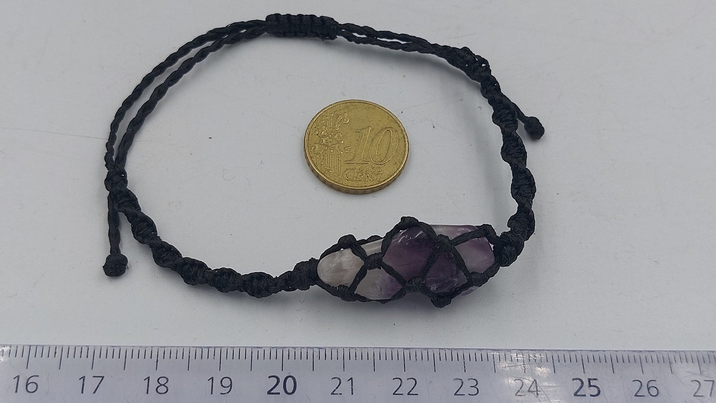 Natürlicher Amethyst Zebra Handgemachtes Wickelarmband Makramee Heilkristall Accessoires Sternzeichen Mineralstein
