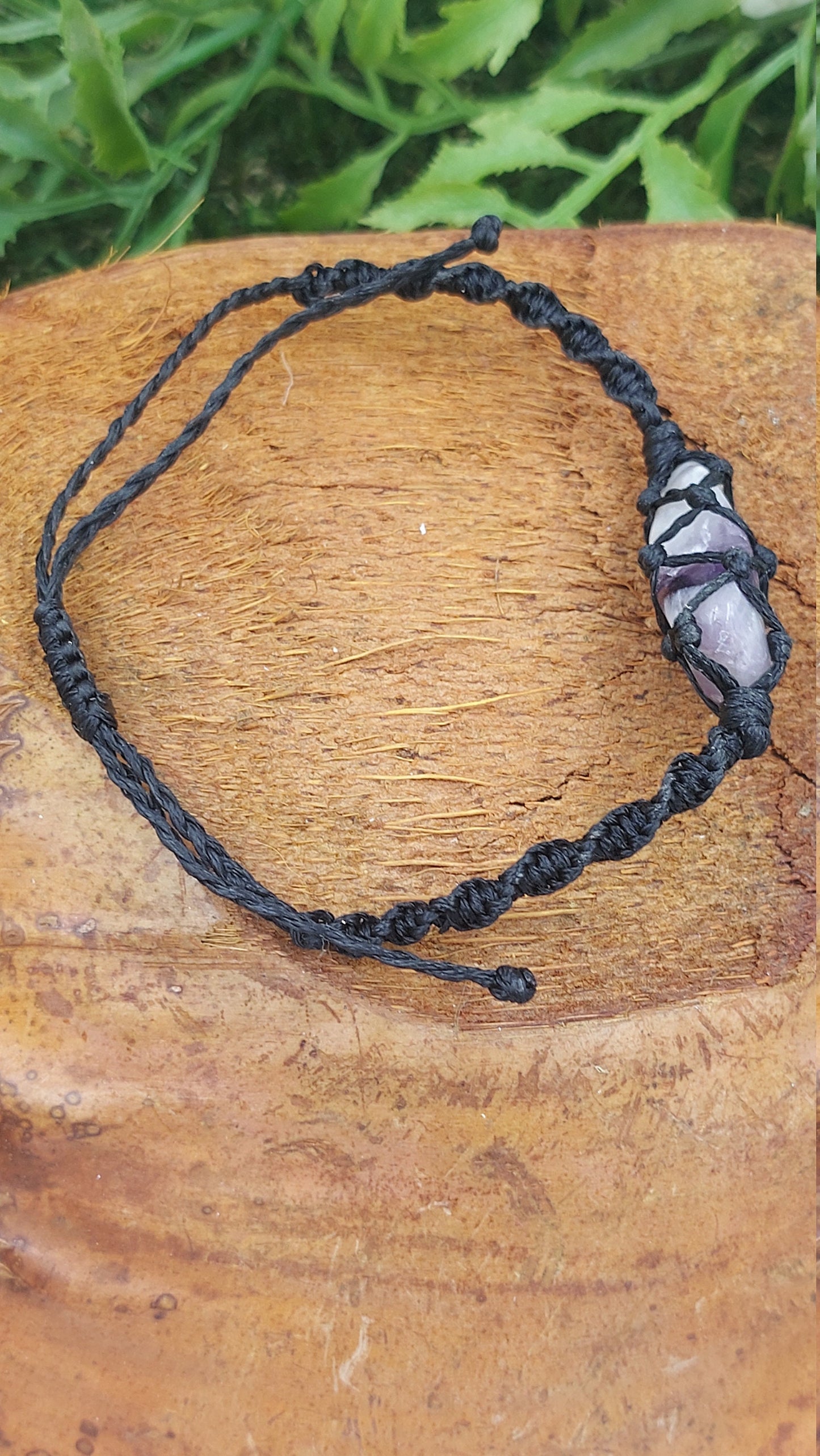 Natürlicher Amethyst Zebra Handgemachtes Wickelarmband Makramee Heilkristall Accessoires Sternzeichen Mineralstein